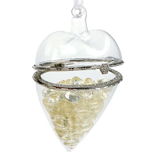 Floristik24 Glass heart for filling hanging decoration 7cm x 10cm clear 2pcs