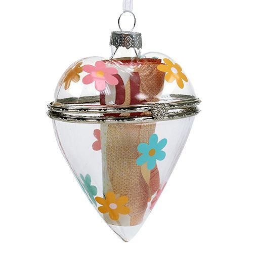 Floristik24 Glass heart for filling assorted 9cm 2pcs