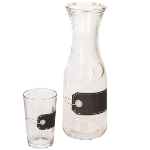 Glass carafe H27cm with 4 glasses H11cm | Floristik24.ie