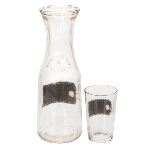 Glass carafe H27cm with 4 glasses H11cm | Floristik24.ie