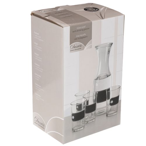 Glass carafe H27cm with 4 glasses H11cm | Floristik24.ie
