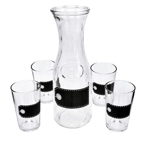 Product Glass carafe H27cm with 4 glasses H11cm