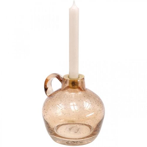 Floristik24 Candlestick Glass Candle Light Brown Decorative Jug H15.5cm