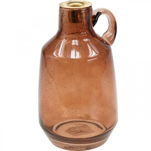 Floristik24 Candlestick glass rod candle brown glass decoration H22cm