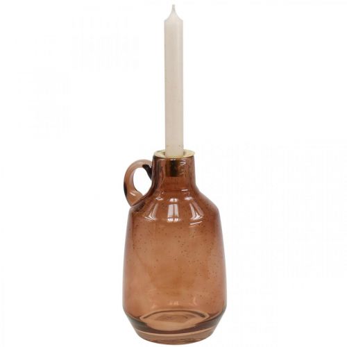 Product Candlestick glass rod candle brown glass decoration H22cm