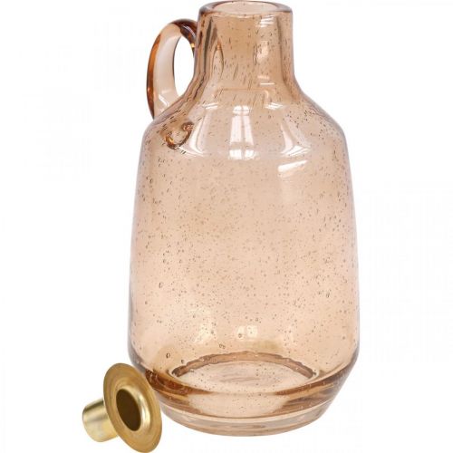 Floristik24 Candlestick Glass Candle Light Brown Glass Deco H22cm