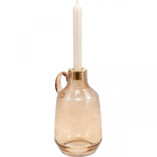 Product Candlestick Glass Candle Light Brown Glass Deco H22cm