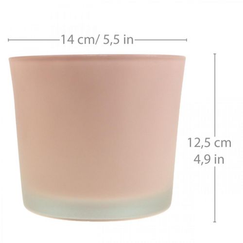 Product Flowerpot glass planter pink glass bucket Ø14.5cm H12.5cm