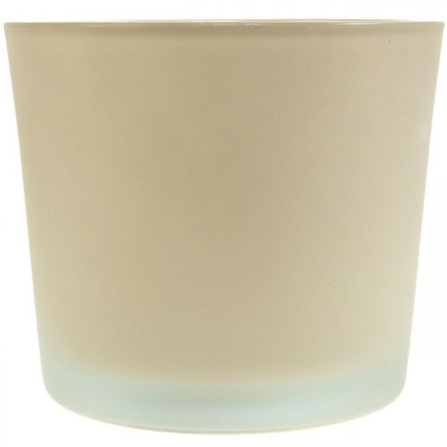 Floristik24 Glass Flowerpot Beige Planter Glass Bucket Ø14.5cm H12.5cm