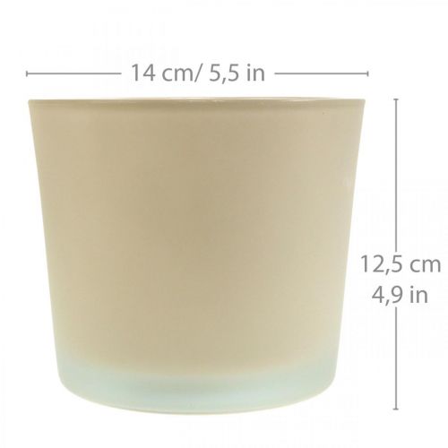 Floristik24 Glass Flowerpot Beige Planter Glass Bucket Ø14.5cm H12.5cm