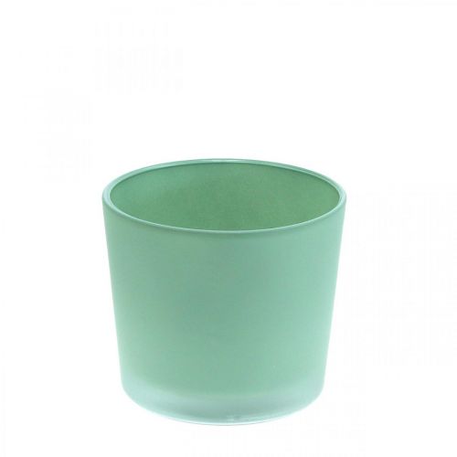 Glass flower pot green planter glass tub Ø10cm H8.5cm