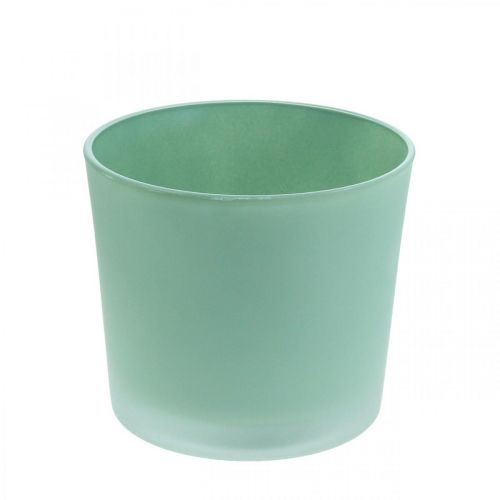 Glass flower pot green planter glass tub Ø14.5cm H12.5cm