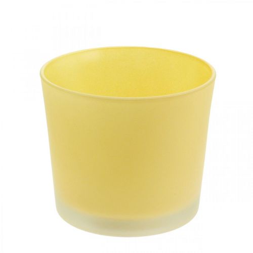 Glass flower pot yellow plant pot glass tub Ø14.5cm H12.5cm