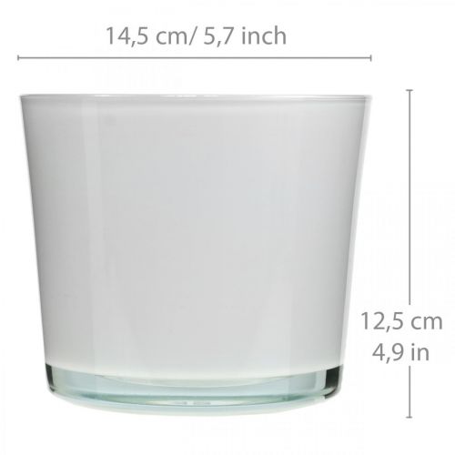 Floristik24 Glass flower pot white planter glass tub Ø14.5cm H12.5cm