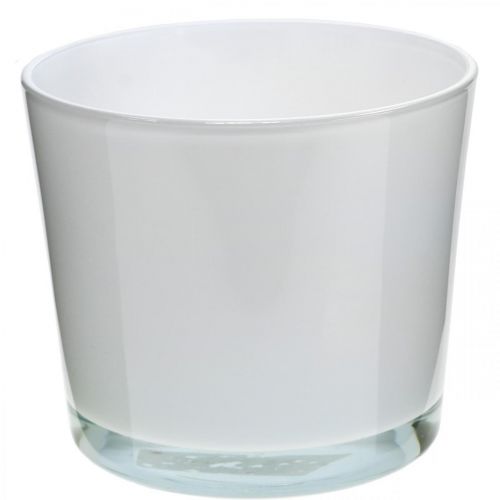 Floristik24 Glass flower pot white planter glass tub Ø14.5cm H12.5cm