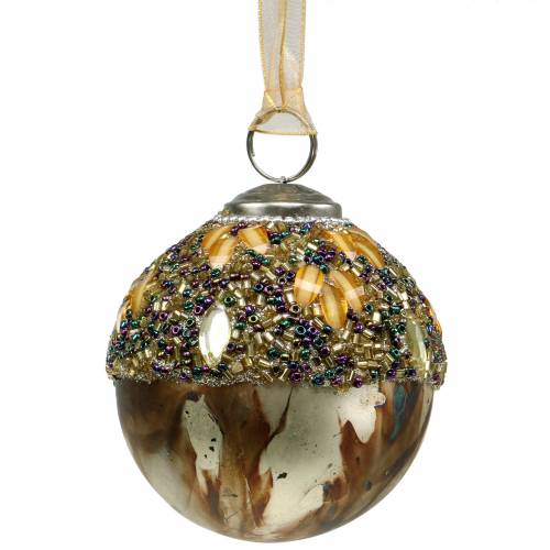 Floristik24 Christmas bauble glass with decor and pearls Ø7.5cm