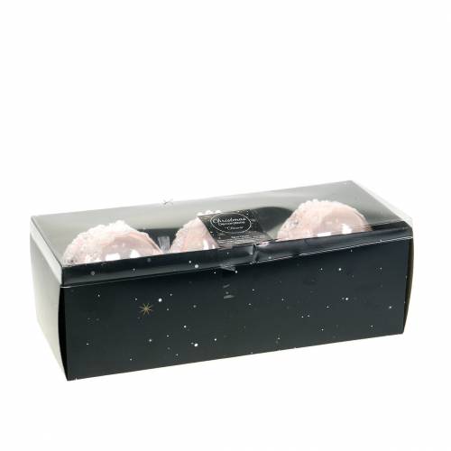 Floristik24 Glass ball pink with lace and pearls 3pcs