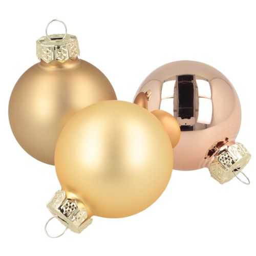 Glass balls Christmas balls glass gold rose Ø4cm 24 pcs