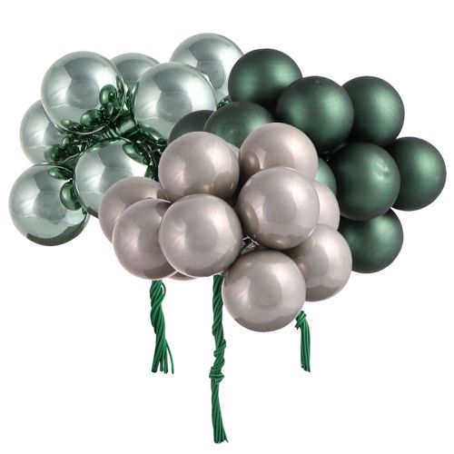 Floristik24 Mini Christmas baubles on wire Green Grey Ø25mm 140pcs