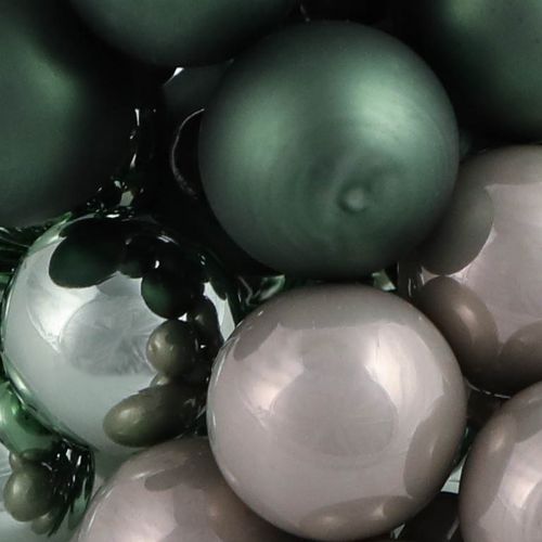 Floristik24 Mini Christmas baubles on wire Green Grey Ø25mm 140pcs