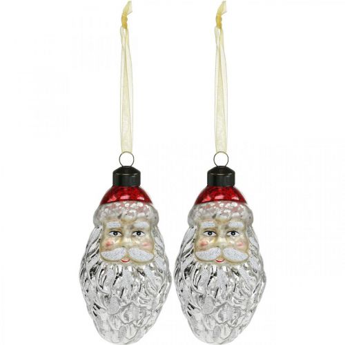Floristik24 Decorative pendant Santa Claus, advent decoration, Christmas tree decoration real glass, vintage look H12cm Øcm 2pcs