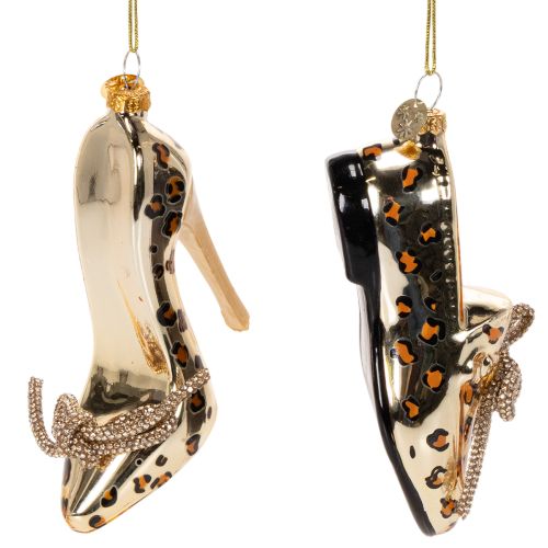 Glass shoe ornament with