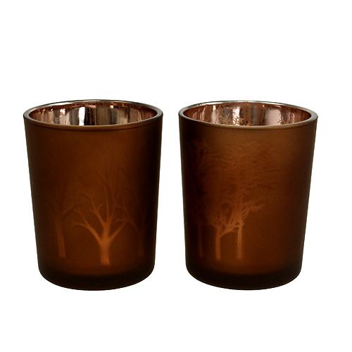 Glass light with pattern brown Ø5.5cm H6.5cm 4pcs