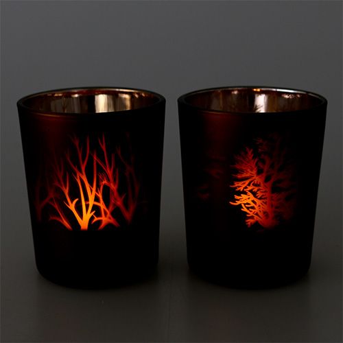 Floristik24 Glass light with pattern brown Ø5.5cm H6.5cm 4pcs