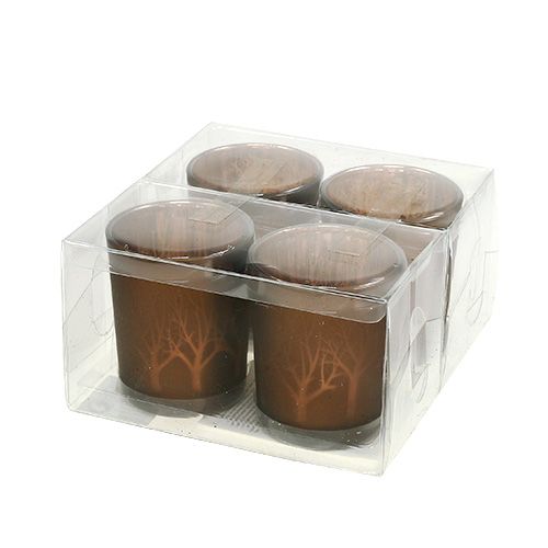 Floristik24 Glass light with pattern brown Ø5.5cm H6.5cm 4pcs