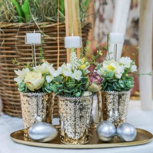 Product Glass tealight holder H15cm 8 pcs