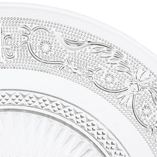 Floristik24 Glass plate on foot Flat glass bowl with pattern Clear Ø25cm