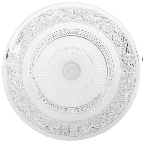 Floristik24 Glass plate on foot Flat glass bowl with pattern Clear Ø25cm
