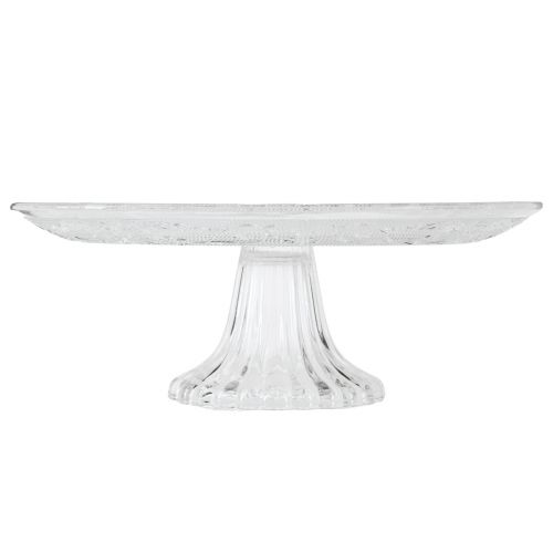 Glass plate on foot Flat glass bowl with pattern Clear Ø25cm | Floristik24.ie