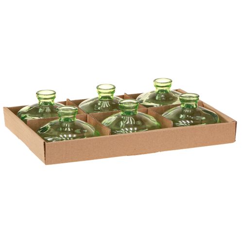 Product Glass vase bulbous green mini vases glass Ø9cm H6cm 6 pcs