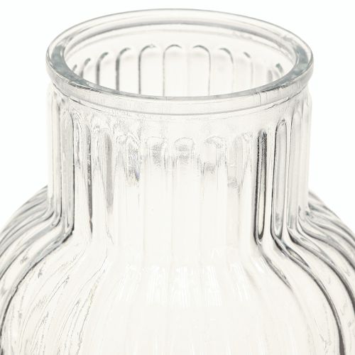 Product Glass vase flower vase glass grooves retro clear Ø13.5cm H20cm