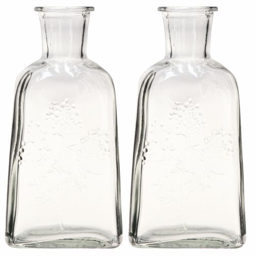 Product Glass vase bottle vase with motif vase glass clear H19cm 2pcs