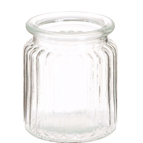 Floristik24 Glass vase clear ribbed glass decorative vase Ø8cm H9cm 6 pcs