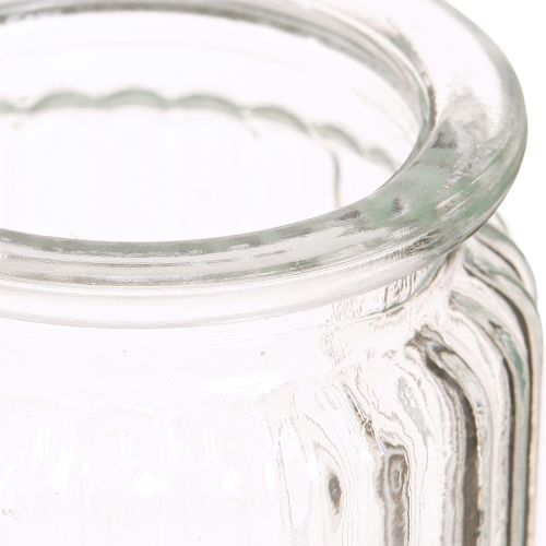 Floristik24 Glass vase clear ribbed glass decorative vase Ø8cm H9cm 6 pcs