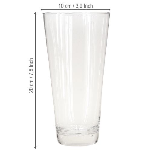 Product Glass vase conical flower vase transparent Ø10cm H20cm