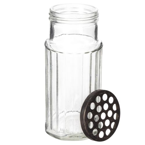 Product Glass bottle in a metal basket, ideal for decorative accents in the living room, 20cm