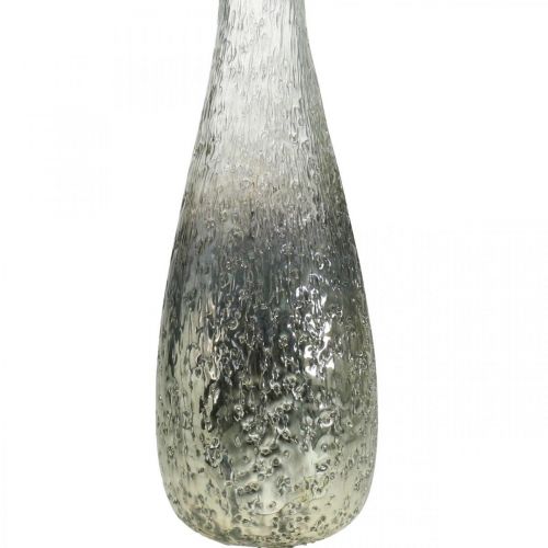 Floristik24 Flower vase made of glass, table vase two-tone real glass clear, silver H30cm