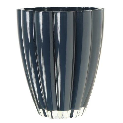 Floristik24 Glass vase "Bloom" dark blue Ø14cm H17cm