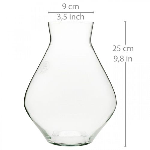 Product Flower vase glass bulbous glass vase clear decorative vase Ø20cm H25cm