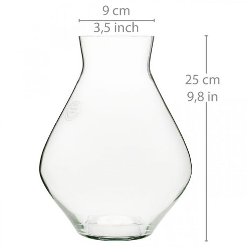 Floristik24 Flower vase glass bulbous glass vase clear decorative vase Ø20cm H25cm