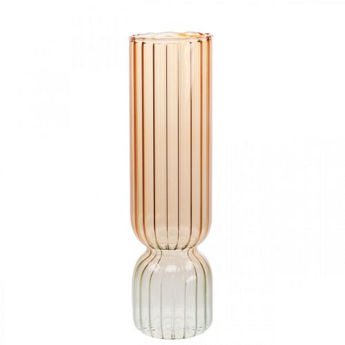 Glass Vase Decorative Vase Brown Clear Mini Vase Ø5cm H18cm