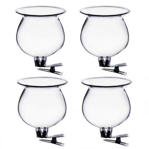 Floristik24 Glass vase bell with clip clear Ø5.5cm H6cm 4pcs