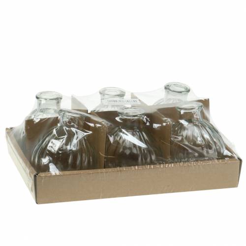 Floristik24 Decorative glass vase with grooves Ø6.8cm H7.7cm 6 pieces