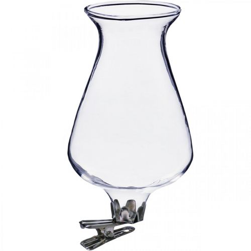Floristik24 Glass vase tulip with clip Ø5.9cm H11cm clear 4pcs