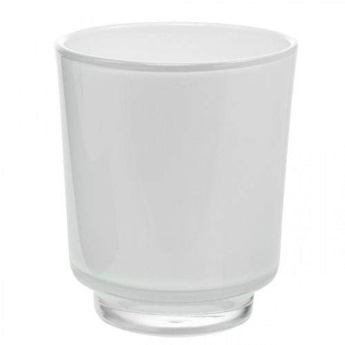 Orchid planter white glass H16cm Ø13.4cm