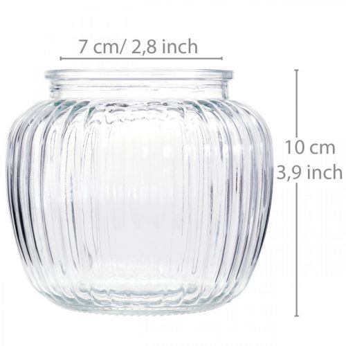 Floristik24 Ribbed glass vase Ø11cm H10cm